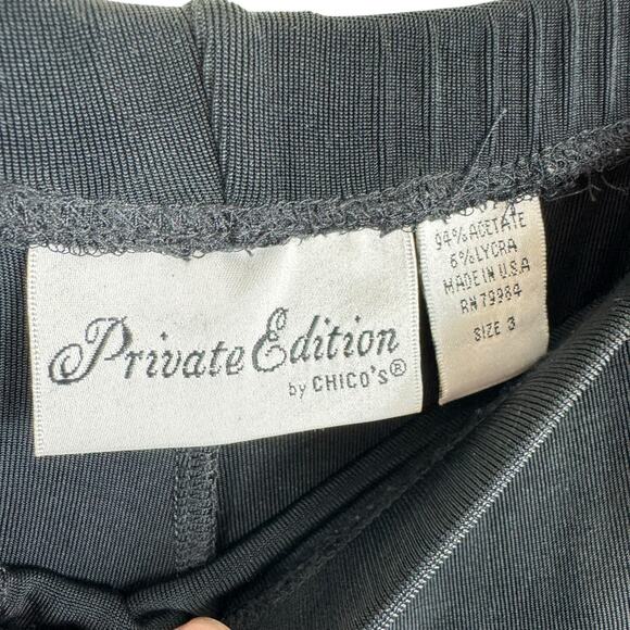 Chico's Private Edition Vintage Black Liquid Knit Elastic Waist Cropped Pants XL - Picture 3 of 4